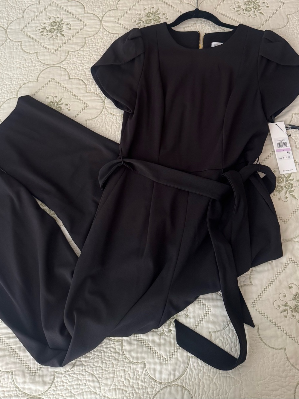 Black Women's Jumpsuit with Waist Tie